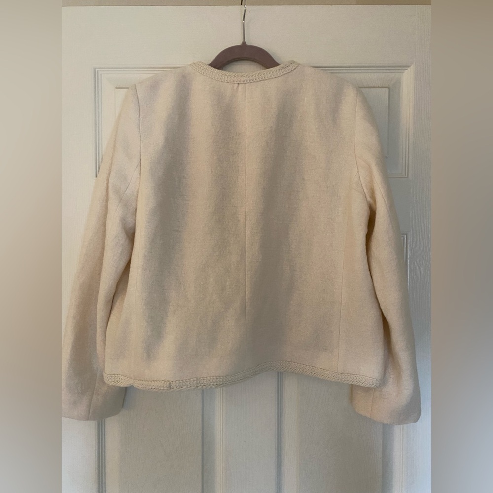 NWT Talbots Cream Berkshire Wool Blend Crop Blazer Lady Jacket Old Money -Sz 16P - Picture 3 of 11